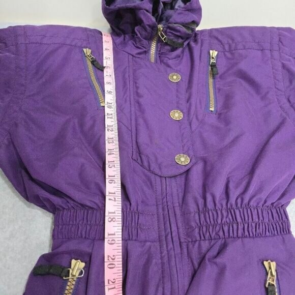 Vintage Obermeyer Thermolite Hooded Ski Suit 6 Purple Insulated Elastic Waist - Picture 10 of 16